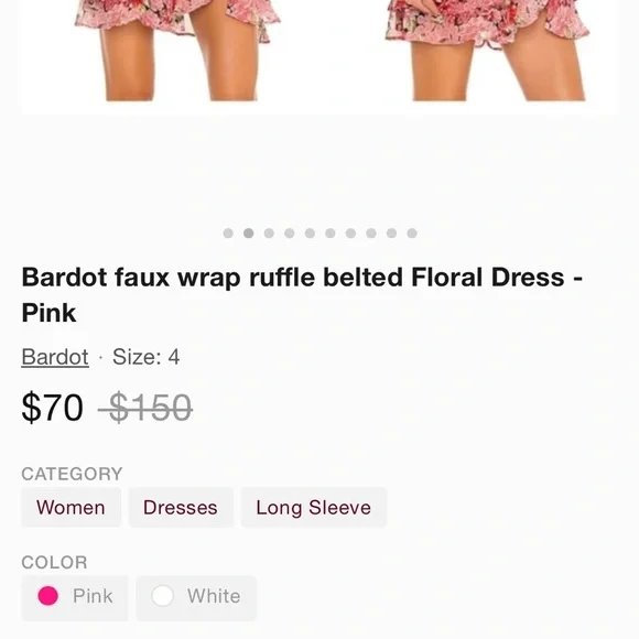NWT Bardot Triple Frill Floral Mini Dress Pink Gardenia Size XS Spring Wedding - Picture 2 of 10